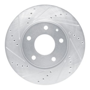 Mazda 3 Brake Rotor (1) - Front Left - R1 Concepts - Drilled & Slotted - Silver - `19-`25